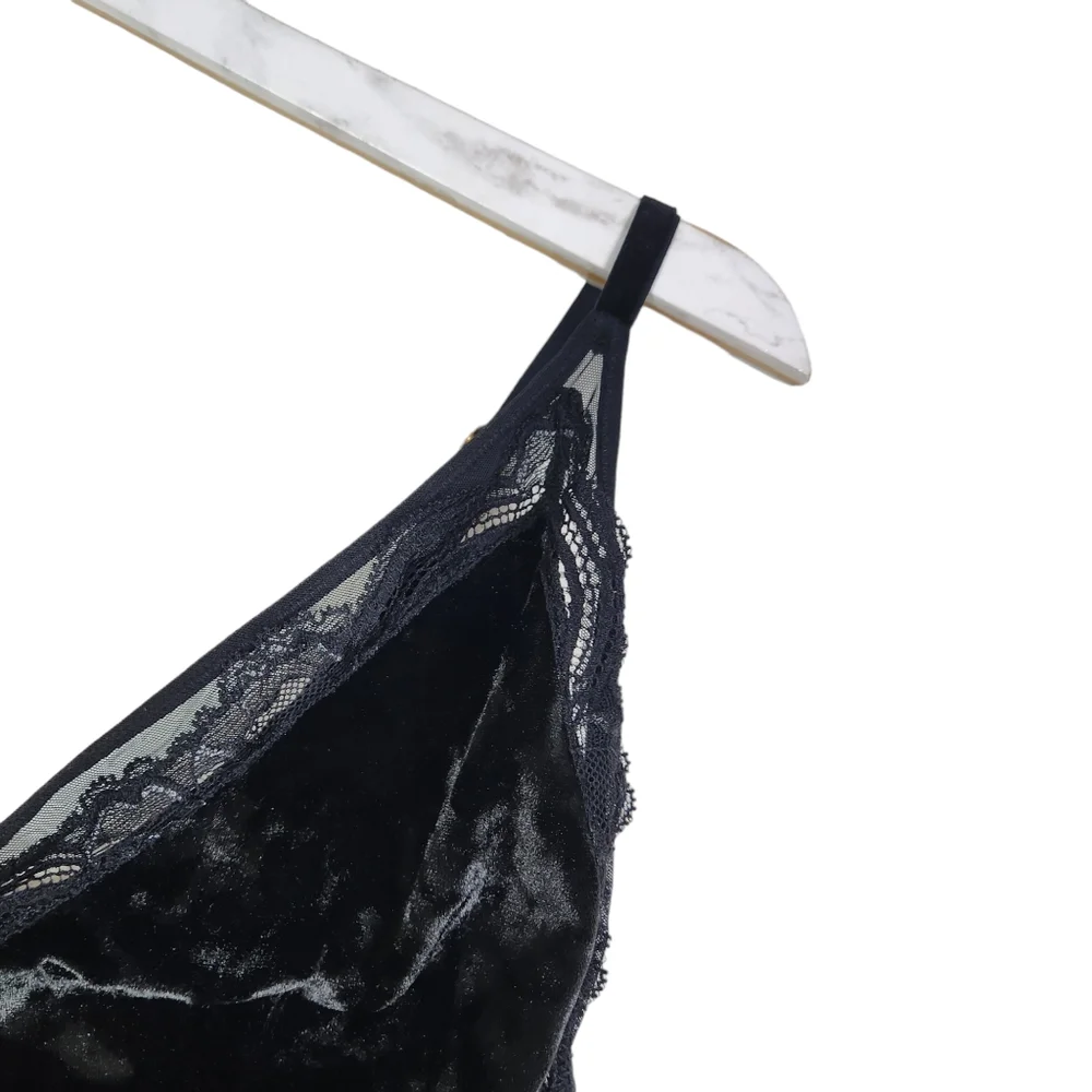 SOMA Bralette Womens Extra Large Black Velvet Illusion Bra Lace Mesh Wireless XL - Picture 6 of 8